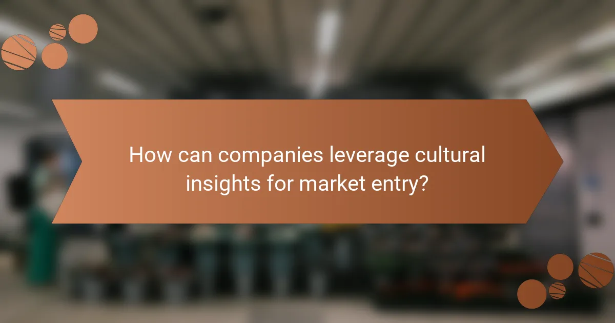 How can companies leverage cultural insights for market entry?