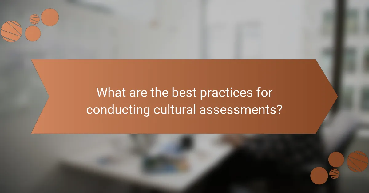 What are the best practices for conducting cultural assessments?